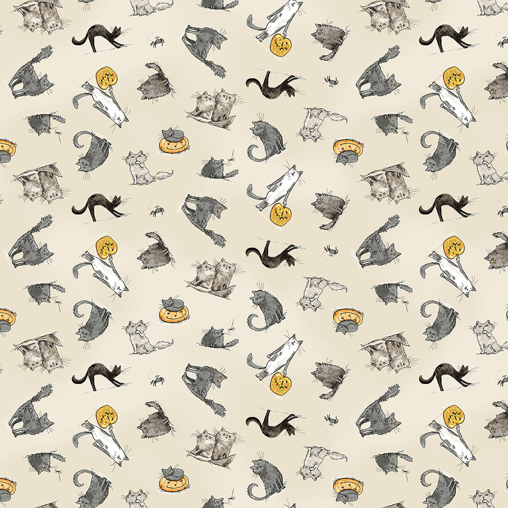 Halloween Parade | Cream Cats by Anita Jeram for Clothworks