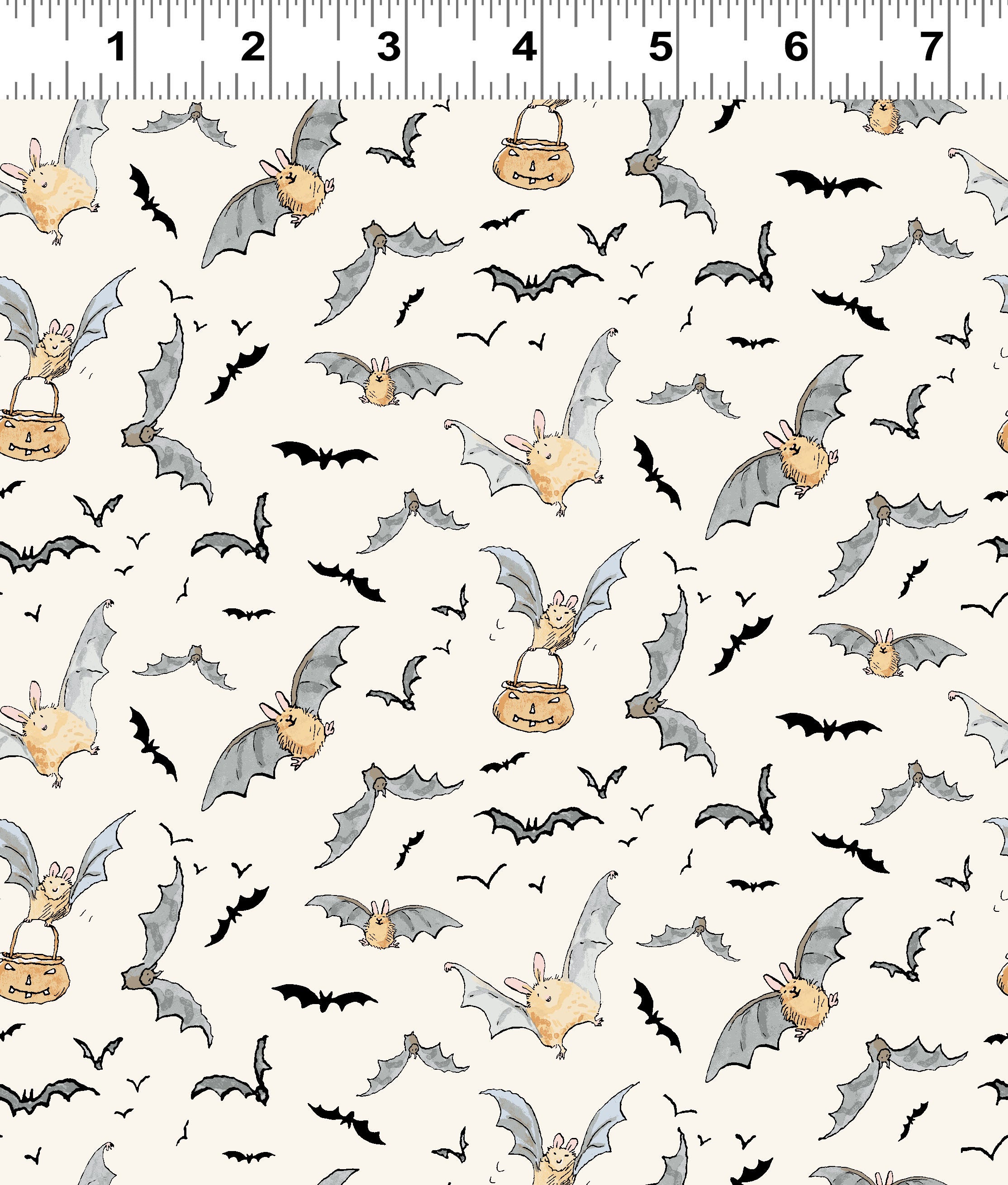 Halloween Parade | Light Cream Bats by Anita Jeram for Clothworks