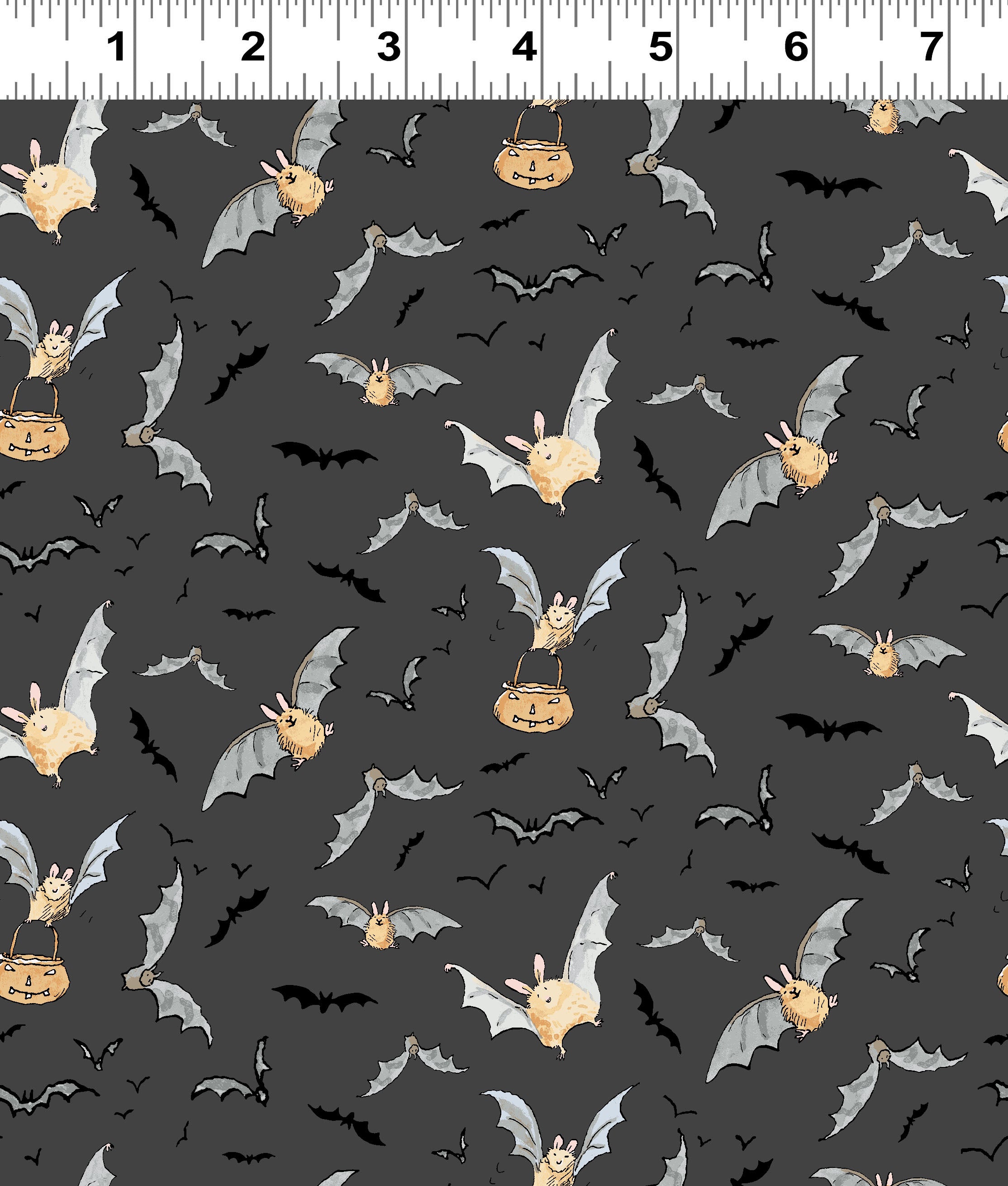 Halloween Parade | Dark Gray Bats by Anita Jeram for Clothworks