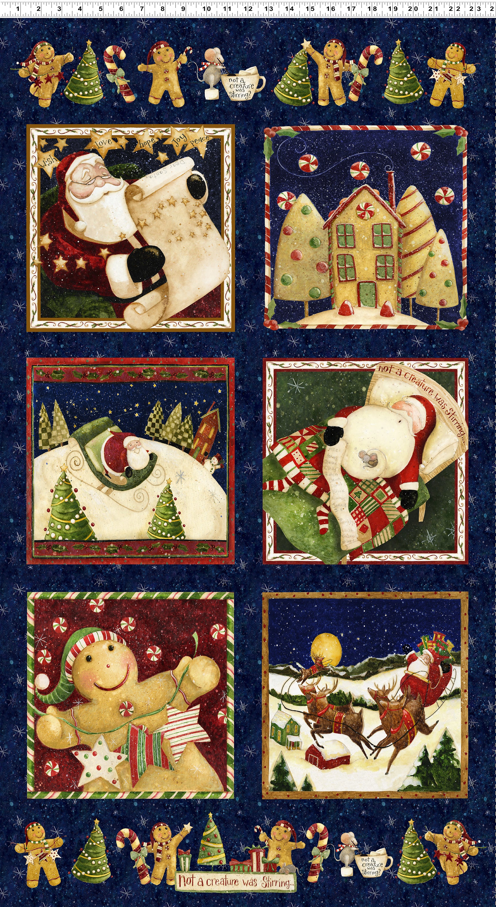 Gingerbread Christmas | Light Navy 24" Panel by Dan DiPaolo for Clothworks