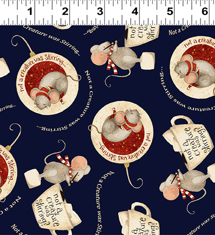 Gingerbread Christmas | Navy Blue Mice by Dan DiPaolo for Clothworks