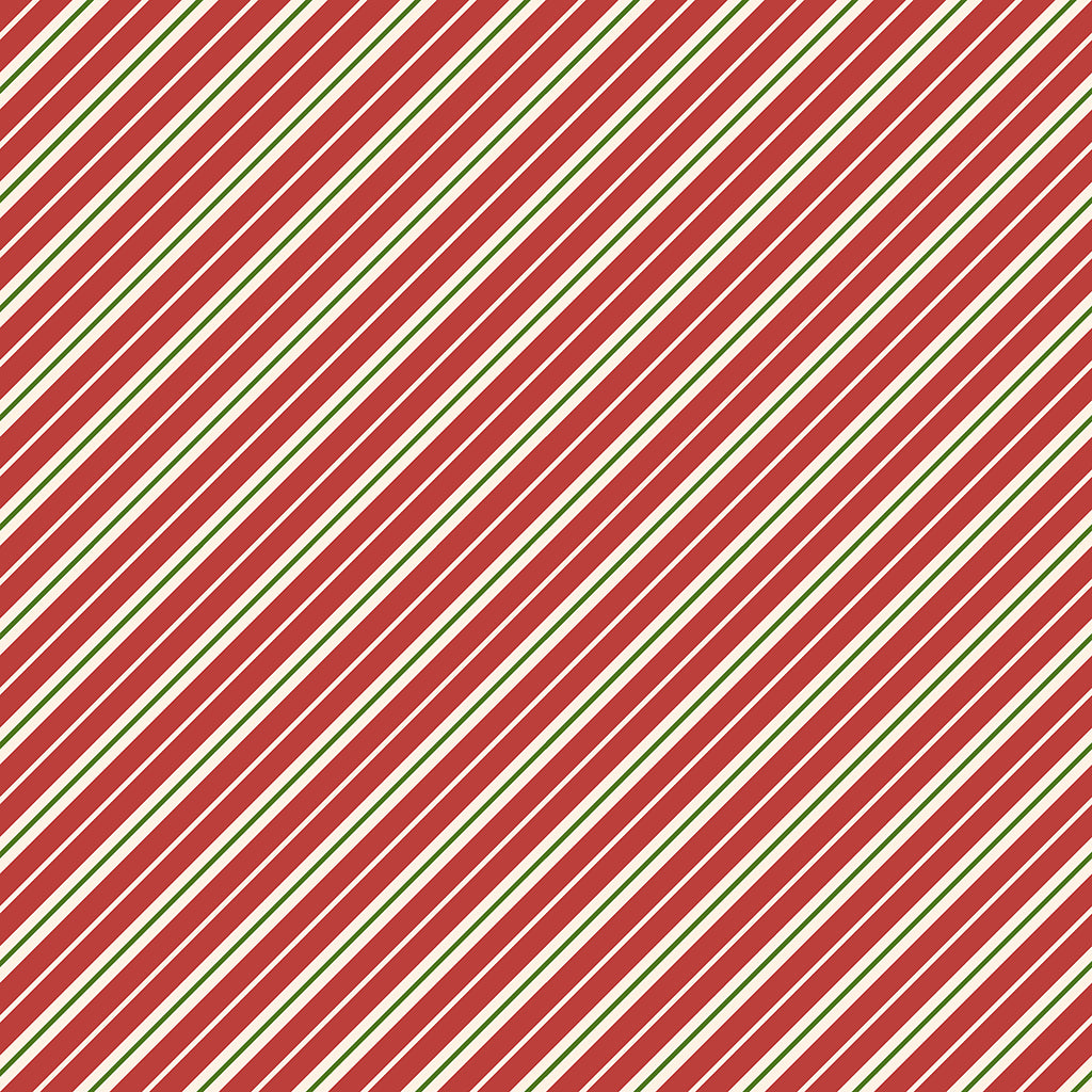 Gingerbread Christmas | Red Diagonal Stripe by Dan DiPaolo for Clothworks