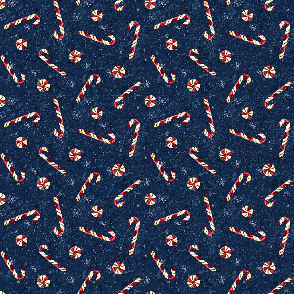 Gingerbread Christmas | Light Navy Candy by Dan DiPaolo for Clothworks