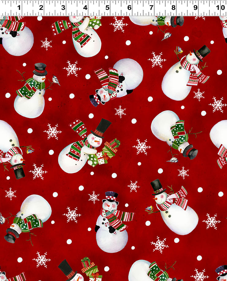 Snowman Christmas | Red Digital Snowmen by Sue Zipkin for Clothworks | Y4140-82