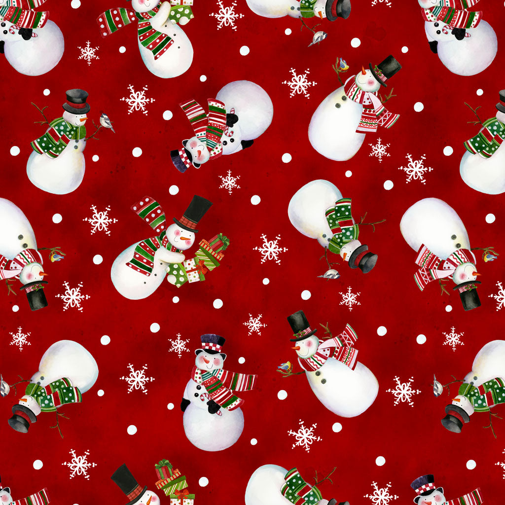 Snowman Christmas | Red Digital Snowmen by Sue Zipkin for Clothworks | Y4140-82