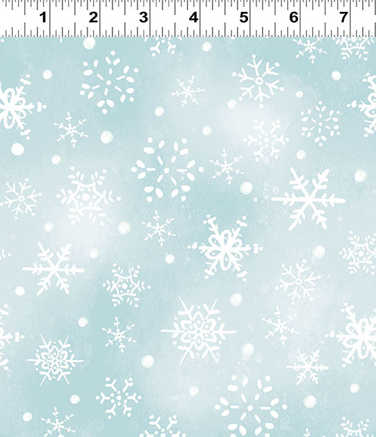 Snowman Christmas | Light Teal Snowflakes by Sue Zipkin for Clothworks | Y4143-103