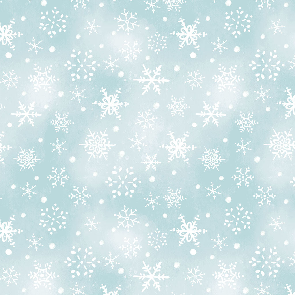 Snowman Christmas | Light Teal Snowflakes by Sue Zipkin for Clothworks | Y4143-103