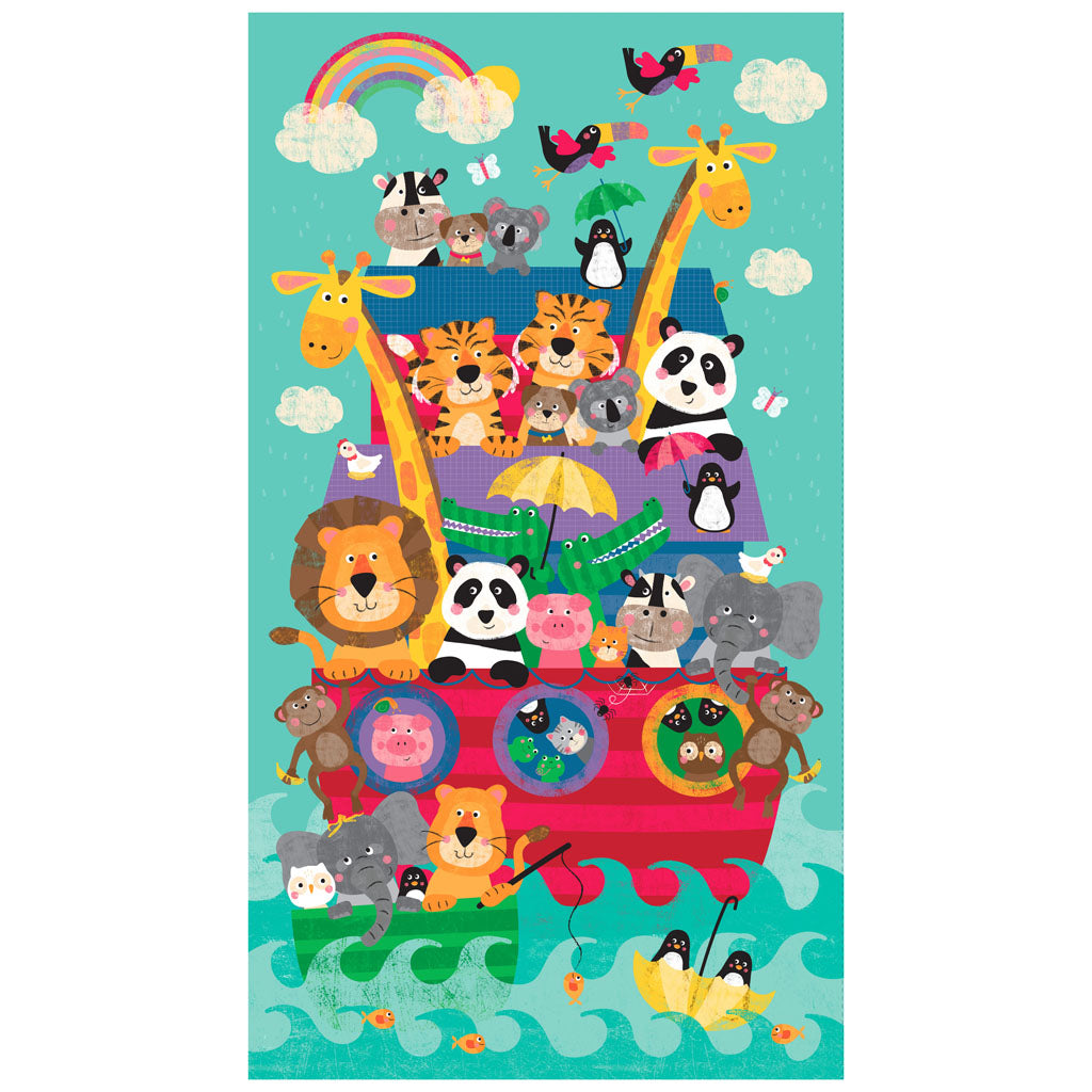 Noah & Friends 2 | Multi Color 24" Digital Panel by Liza Lewis for Clothworks | Y4149-55