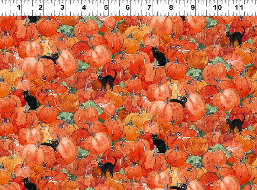 Toil and Trouble | Digital Pumpkins Orange by Heatherlee Chan for Clothworks