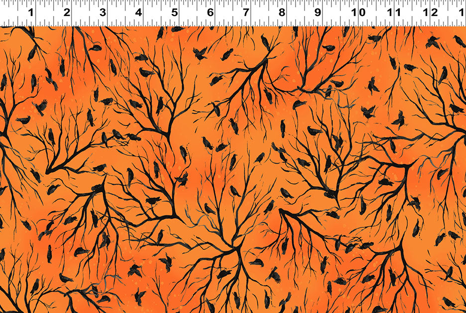 Toil and Trouble | Crows Orange by Heatherlee Chan for Clothworks