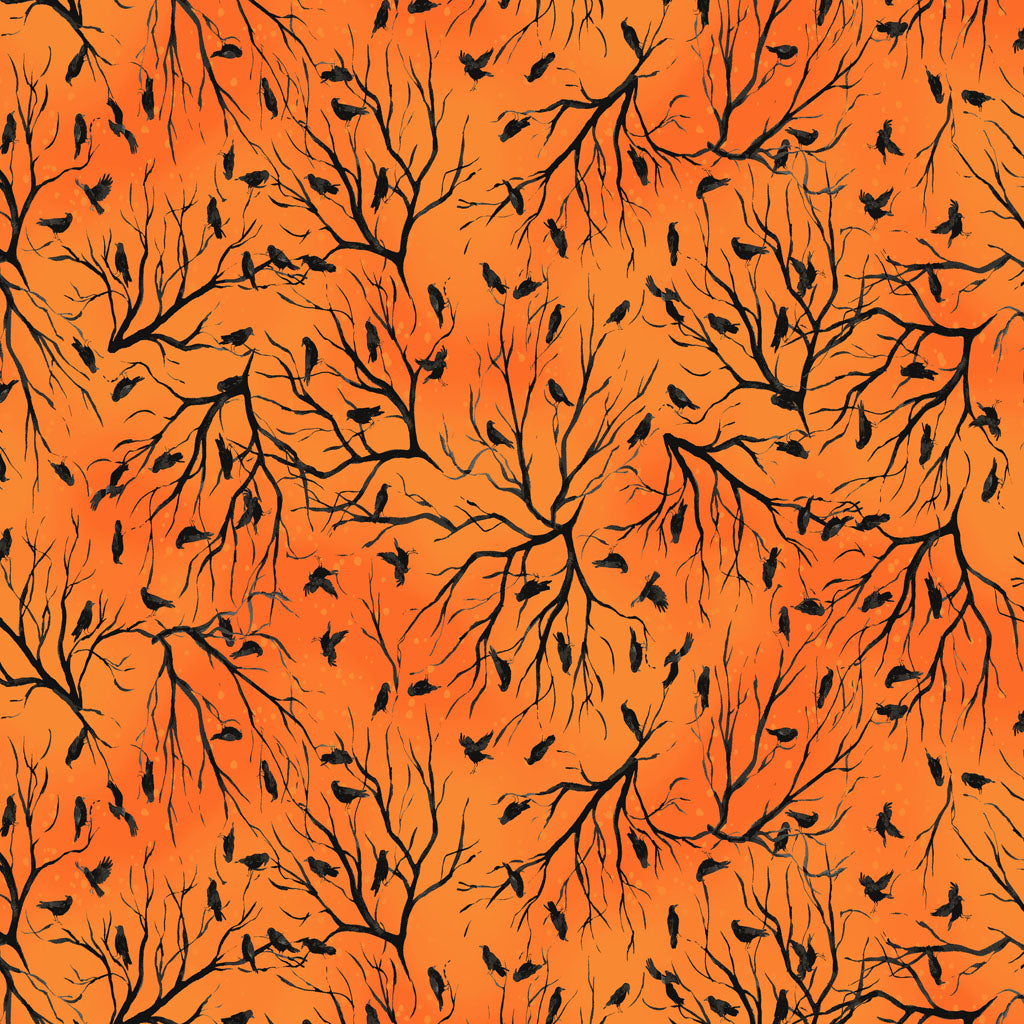 Toil and Trouble | Crows Orange by Heatherlee Chan for Clothworks