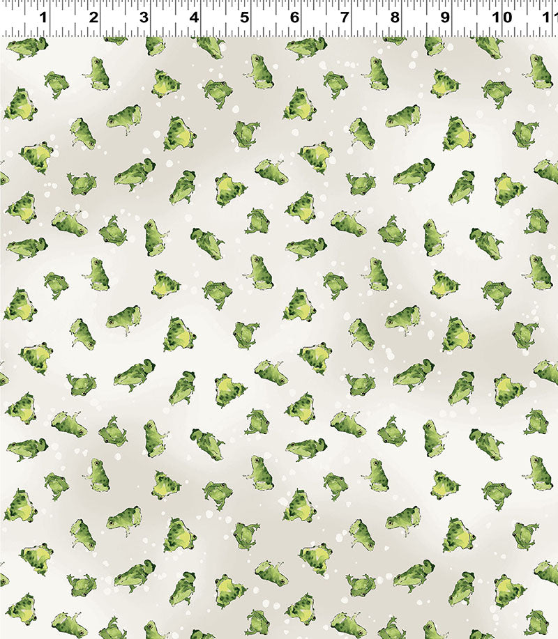 Toil and Trouble | Frogs Light Khaki by Heatherlee Chan for Clothworks