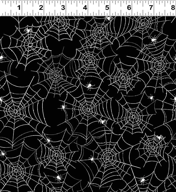 Toil and Trouble | Glow in the Dark Spiderweb Black by Heatherlee Chan for Clothworks