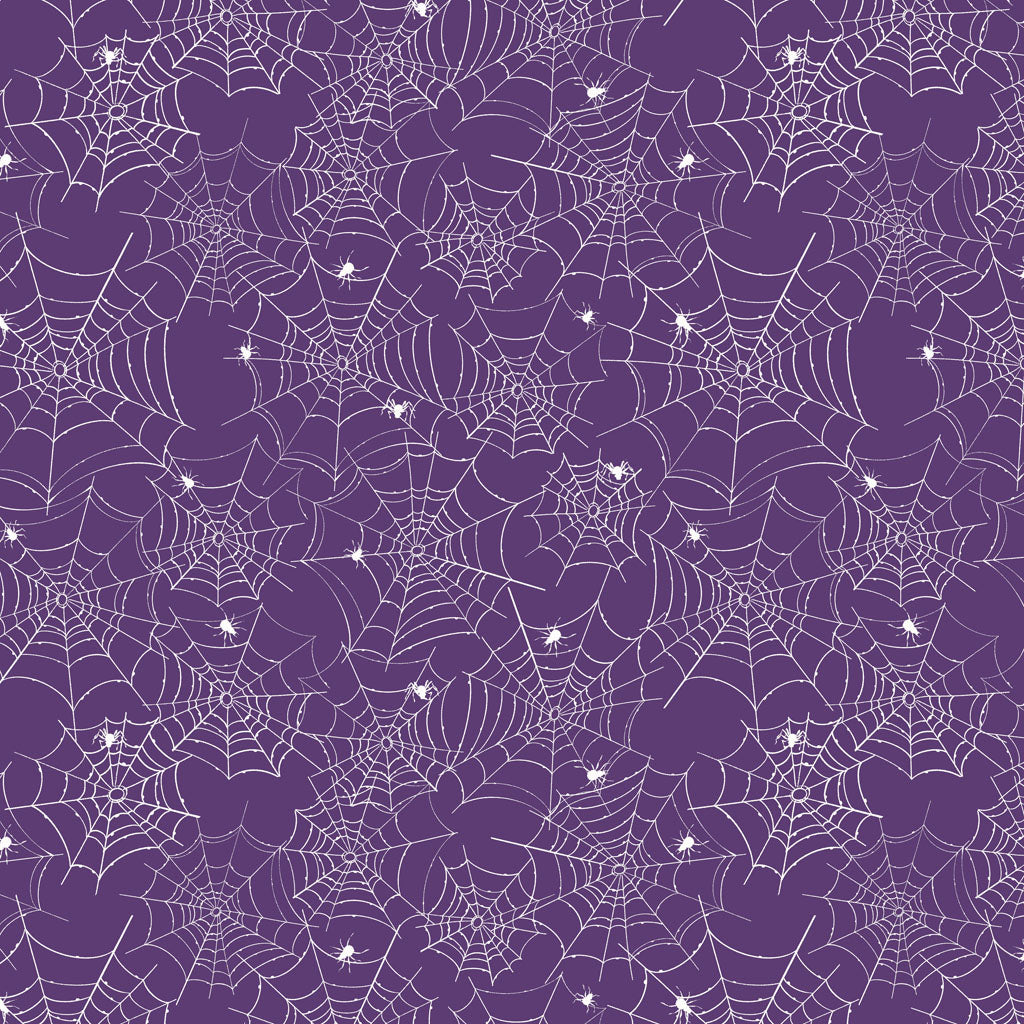 Toil and Trouble | Glow in the Dark Spiderweb Purple by Heatherlee Chan for Clothworks