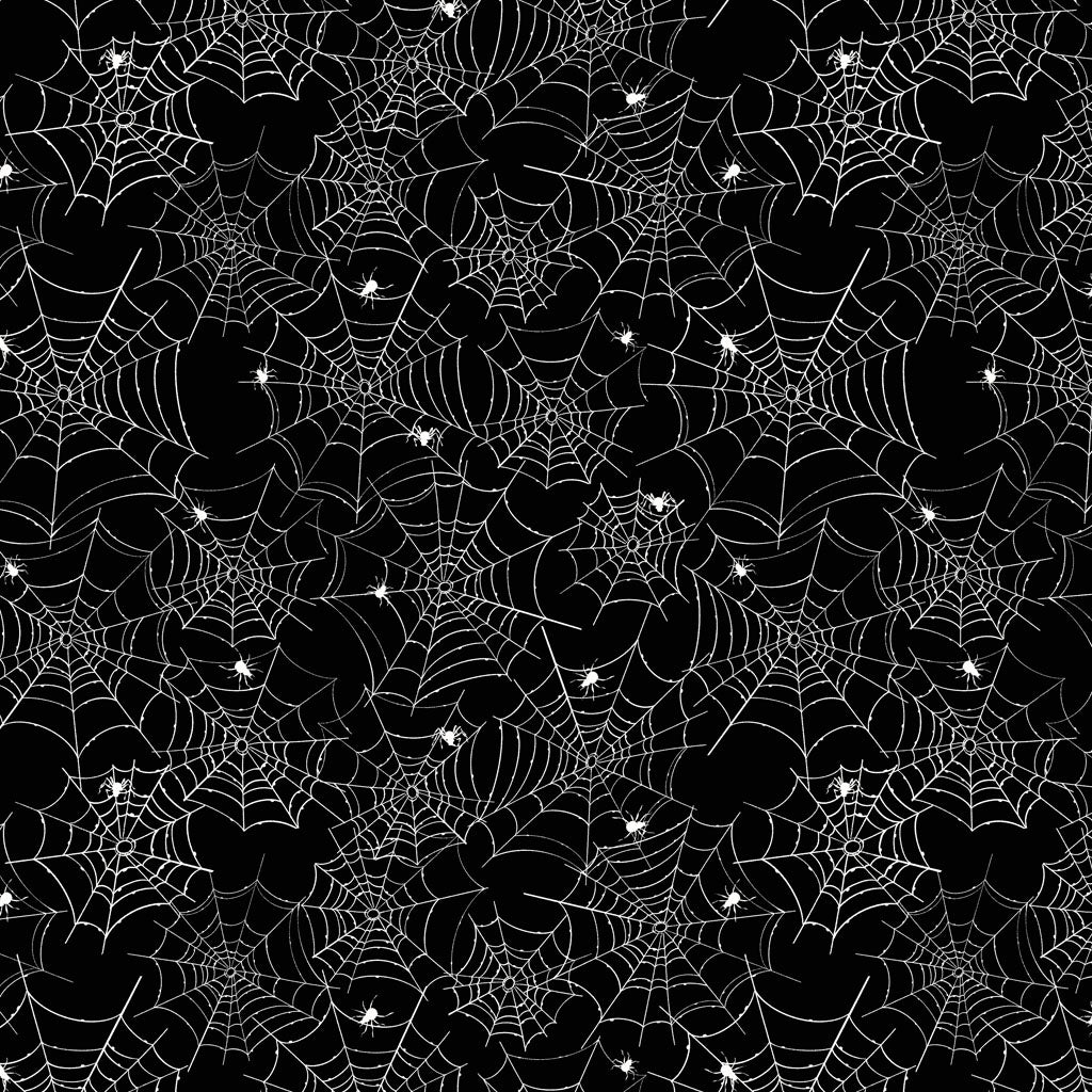 Toil and Trouble | Glow in the Dark Spiderweb Black by Heatherlee Chan for Clothworks