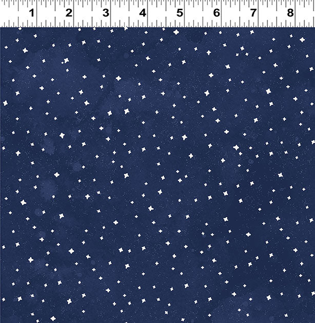 Toil and Trouble | Glow in the Dark Stars Light Navy by Heatherlee Chan for Clothworks