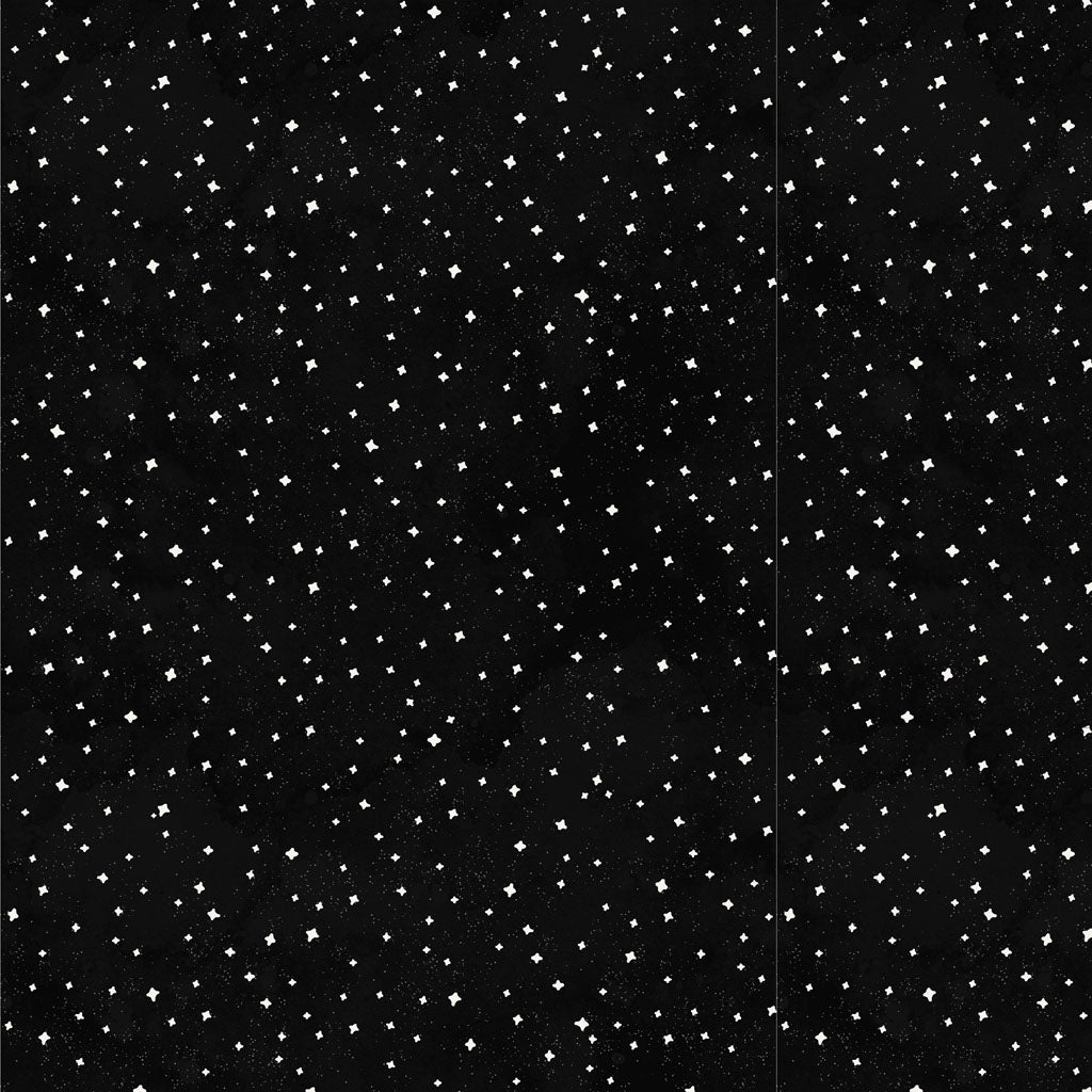 Toil and Trouble | Glow in the Dark Stars Black by Heatherlee Chan for Clothworks