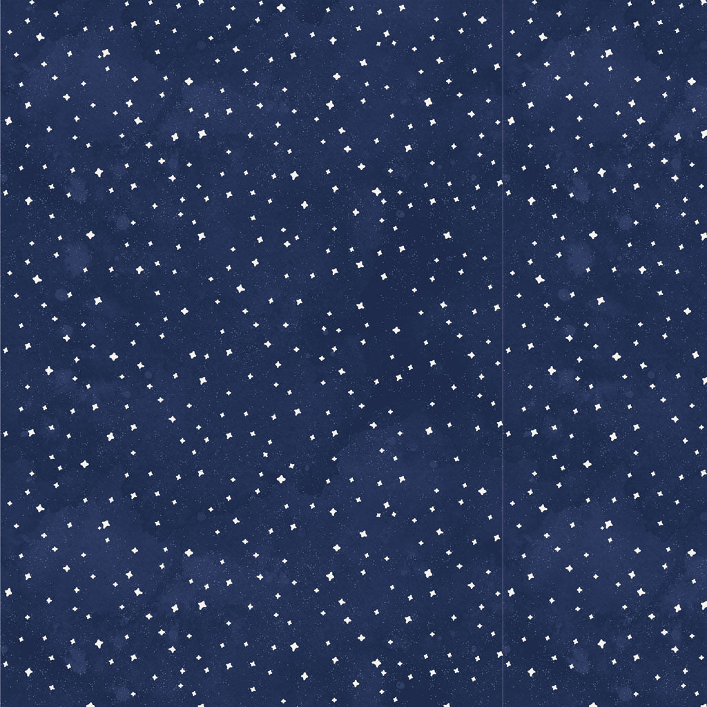 Toil and Trouble | Glow in the Dark Stars Light Navy by Heatherlee Chan for Clothworks