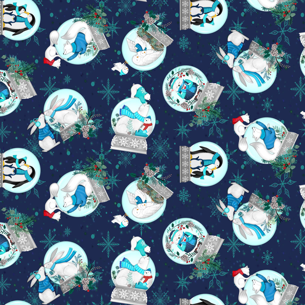 Snow Drift | Snow Globes Navy Blue by Michael Zindell for Clothworks