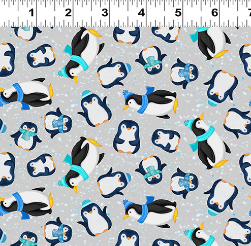 Snow Drift | Penguins Light Gray by Michael Zindell for Clothworks