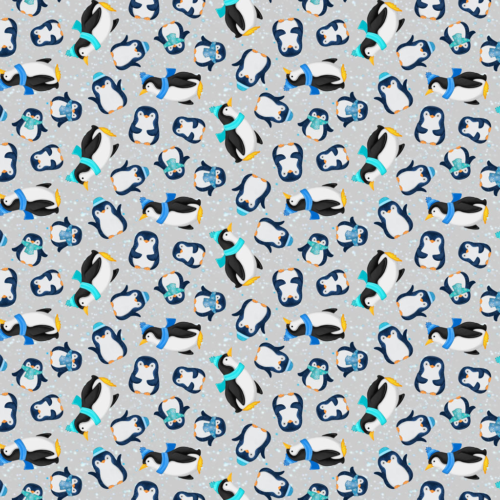 Snow Drift | Penguins Light Gray by Michael Zindell for Clothworks