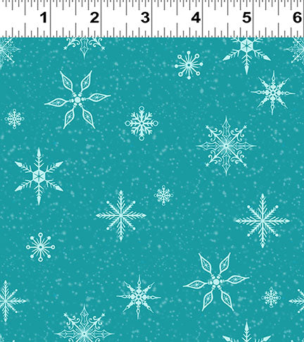 Snow Drift | Snowflakes Dark Turquoise by Michael Zindell for Clothworks