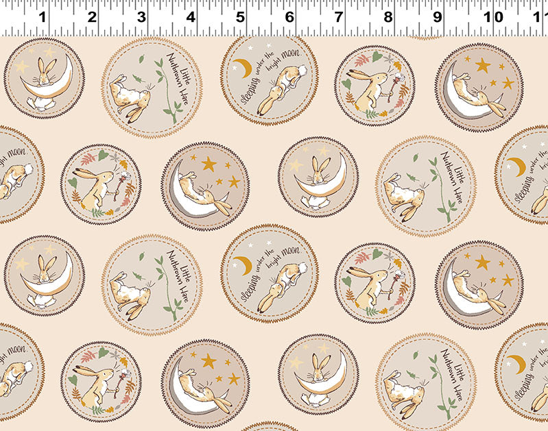 Guess How Much I Love You 2024 | Light Caramel Badges by Anita Jeram for Clothworks | 100% Quilting Cotton