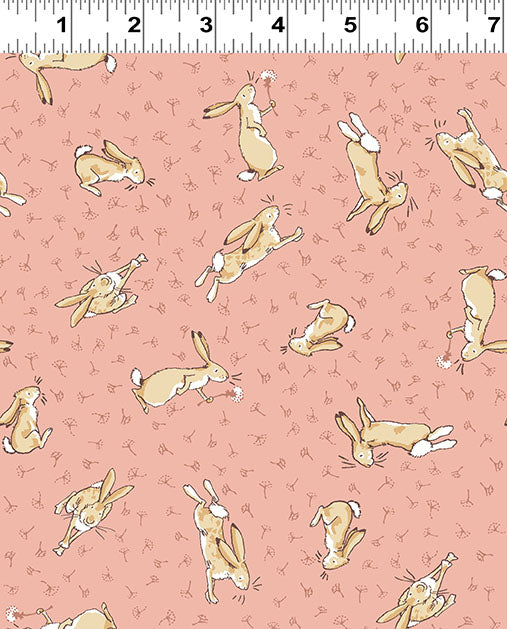 Guess How Much I Love You 2024 | Coral Tossed Bunnies by Anita Jeram for Clothworks | 100% Quilting Cotton