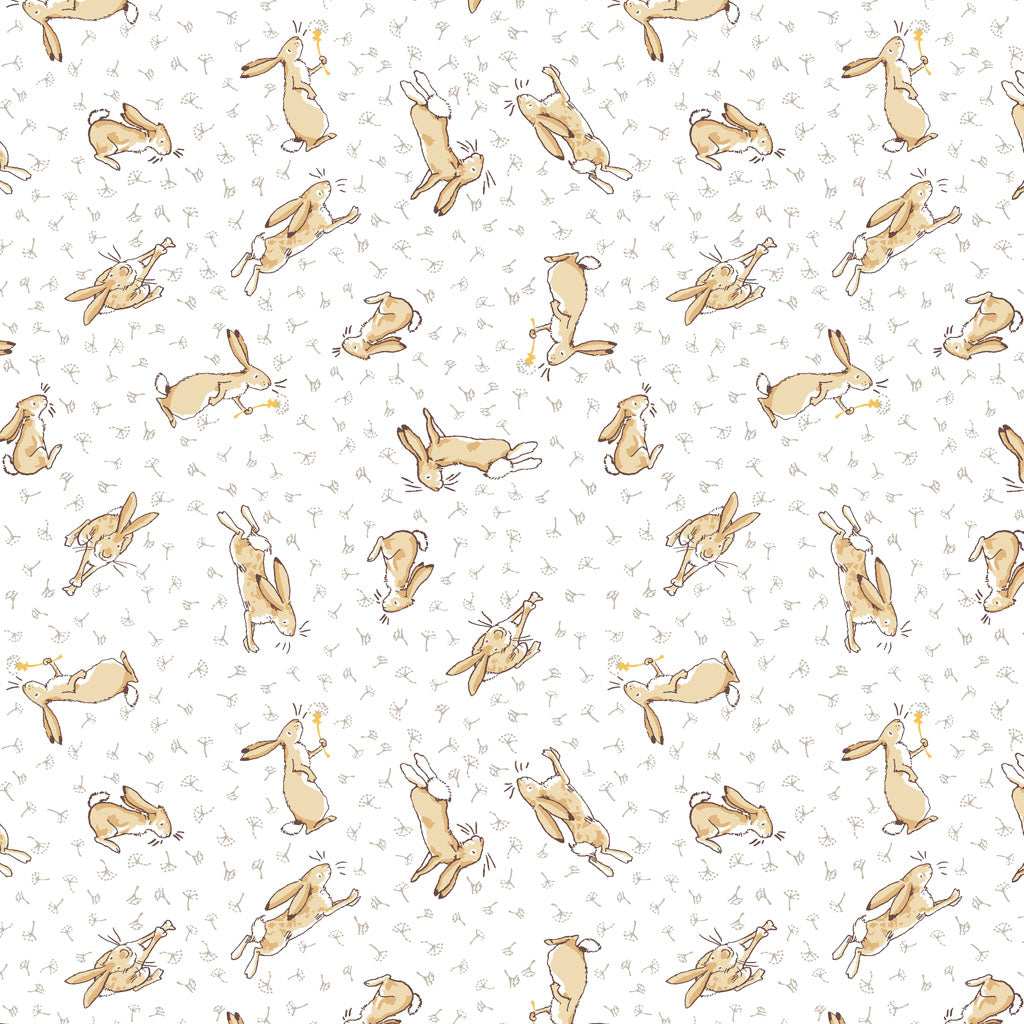 Guess How Much I Love You 2024 | White Tossed Bunnies by Anita Jeram for Clothworks | 100% Quilting Cotton