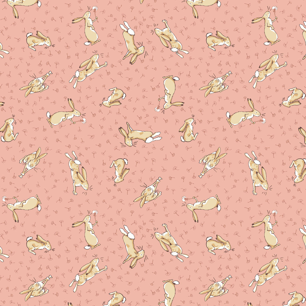 Guess How Much I Love You 2024 | Coral Tossed Bunnies by Anita Jeram for Clothworks | 100% Quilting Cotton