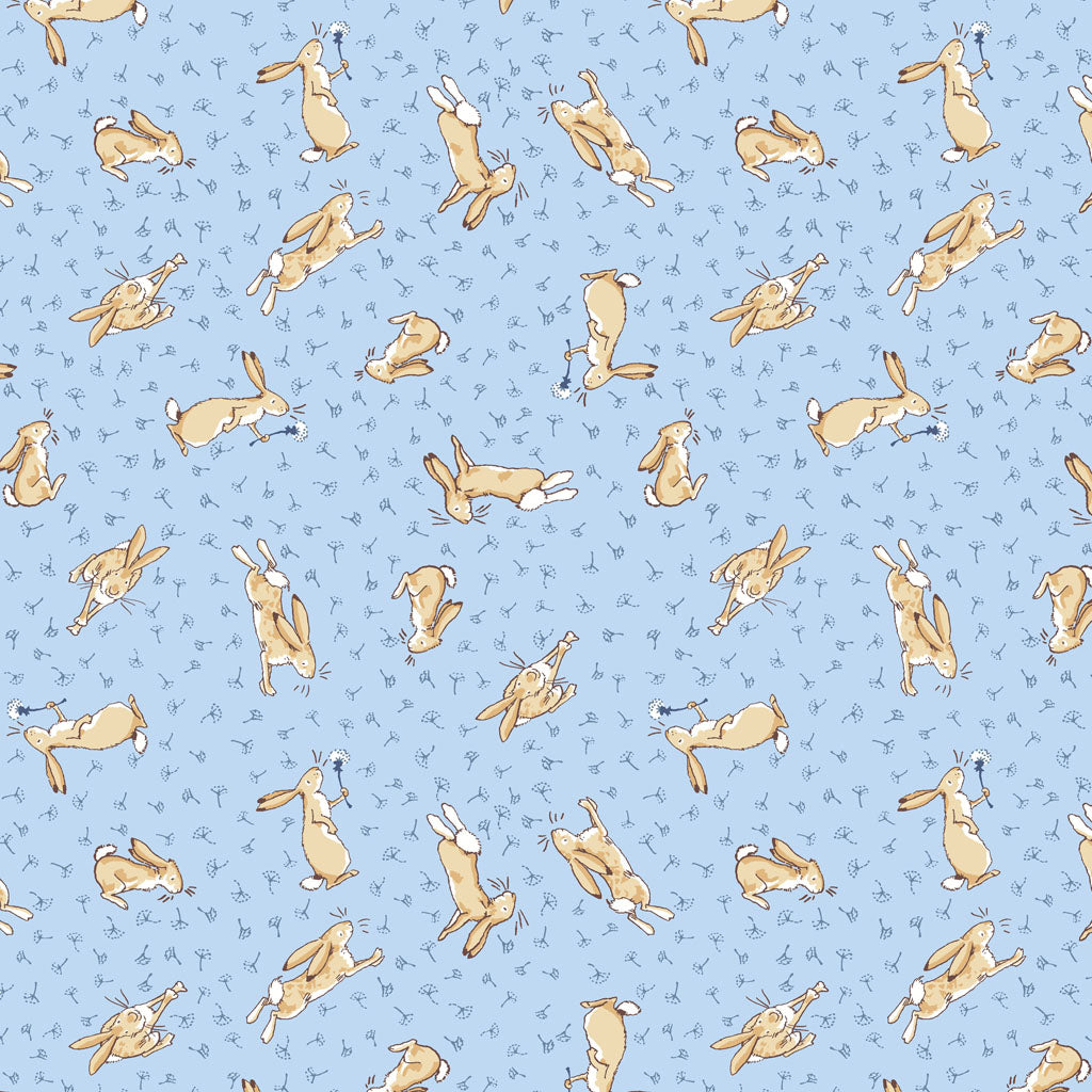 Guess How Much I Love You 2024 | Light Denim Tossed Bunnies by Anita Jeram for Clothworks | 100% Quilting Cotton