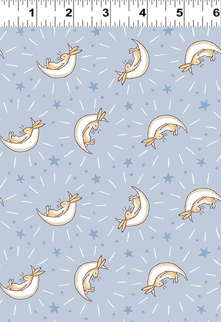 Guess How Much I Love You 2024 | Light Denim Bunny Moons by Anita Jeram for Clothworks | 100% Cotton FLANNEL