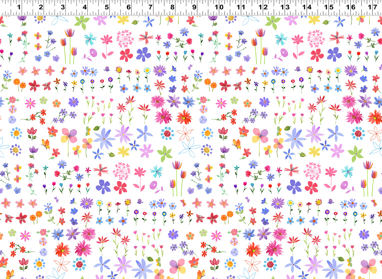 Love is in the Air | Digital Flower Garden White by Jim Ishikawa for Clothworks | Y4291-1