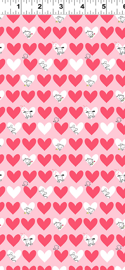 Love is in the Air | Digital Peekaboo Hearts Pink by Jim Ishikawa for Clothworks | Y4292-42