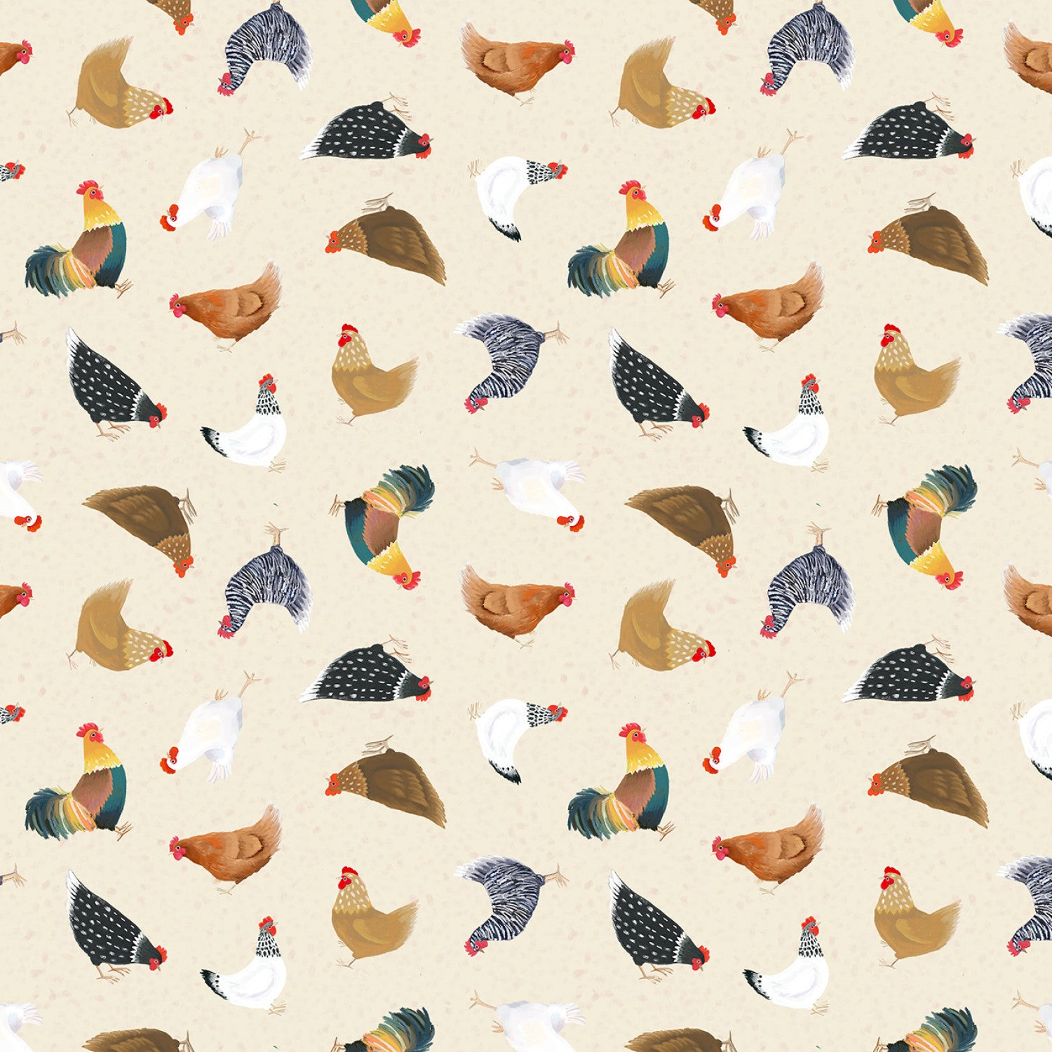 Simple Life | Digital Chickens Light Butter by Sarah Summers for Clothworks | Y4332-58