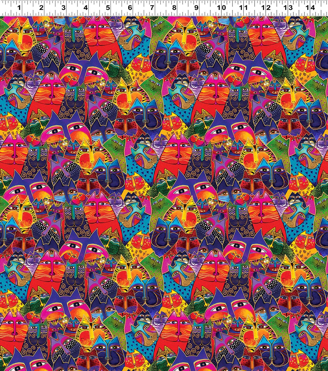 Fantasticats | Digital Packed Cats Multi Color Metallic by Laurel Burch for Clothworks | Y4342-55M