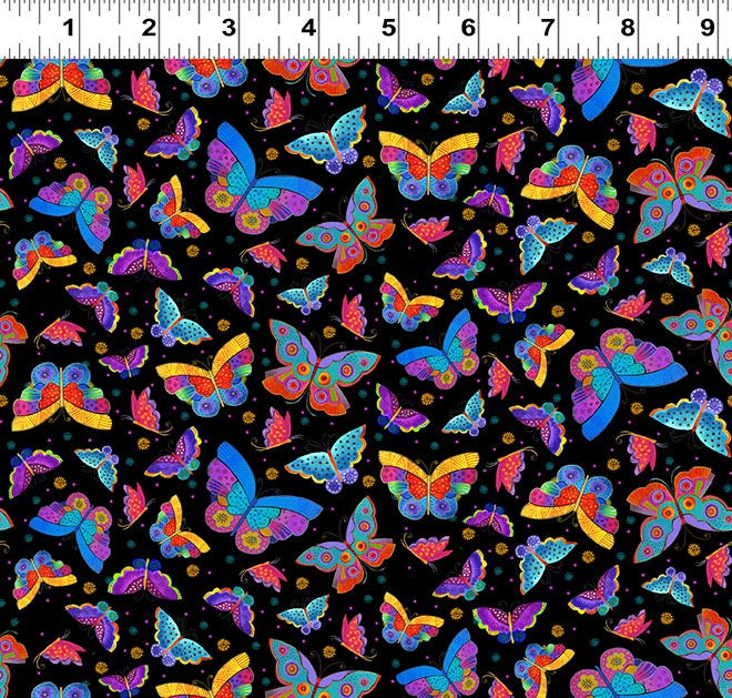 Fantasticats | Digital Flutterbyes Black by Laurel Burch for Clothworks | Y4344-3