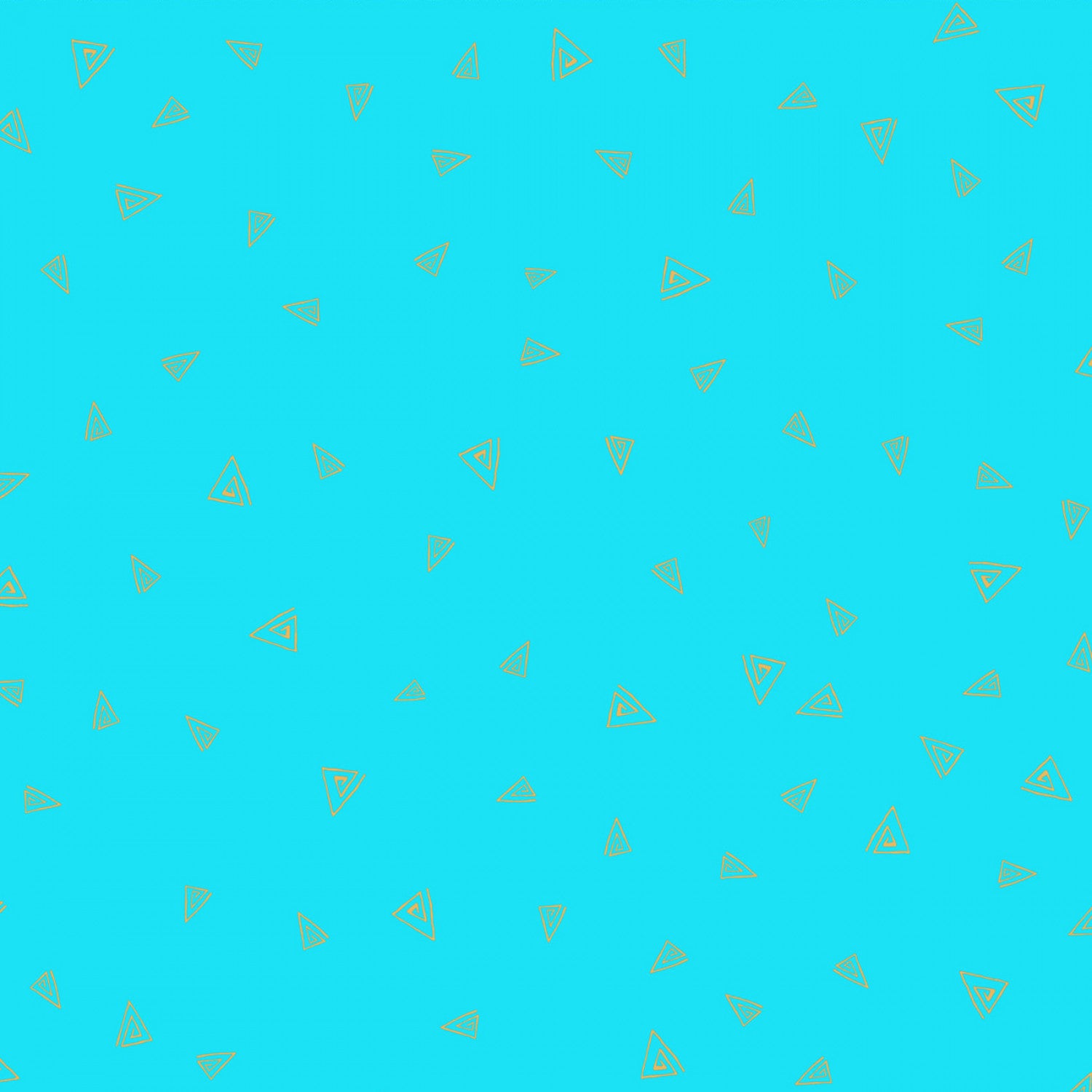 Fantasticats | Gold Triangles Aqua Metallic by Laurel Burch for Clothworks | Y4348-33M