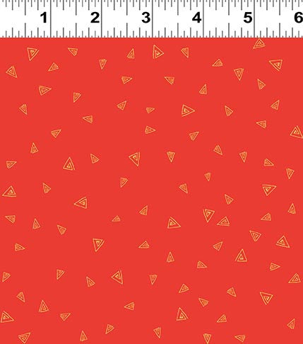 Fantasticats | Gold Triangles Orange Metallic by Laurel Burch for Clothworks | Y4348-36M