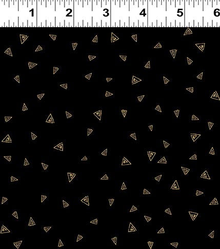 Fantasticats | Gold Triangles Black Metallic by Laurel Burch for Clothworks | Y4348-3M