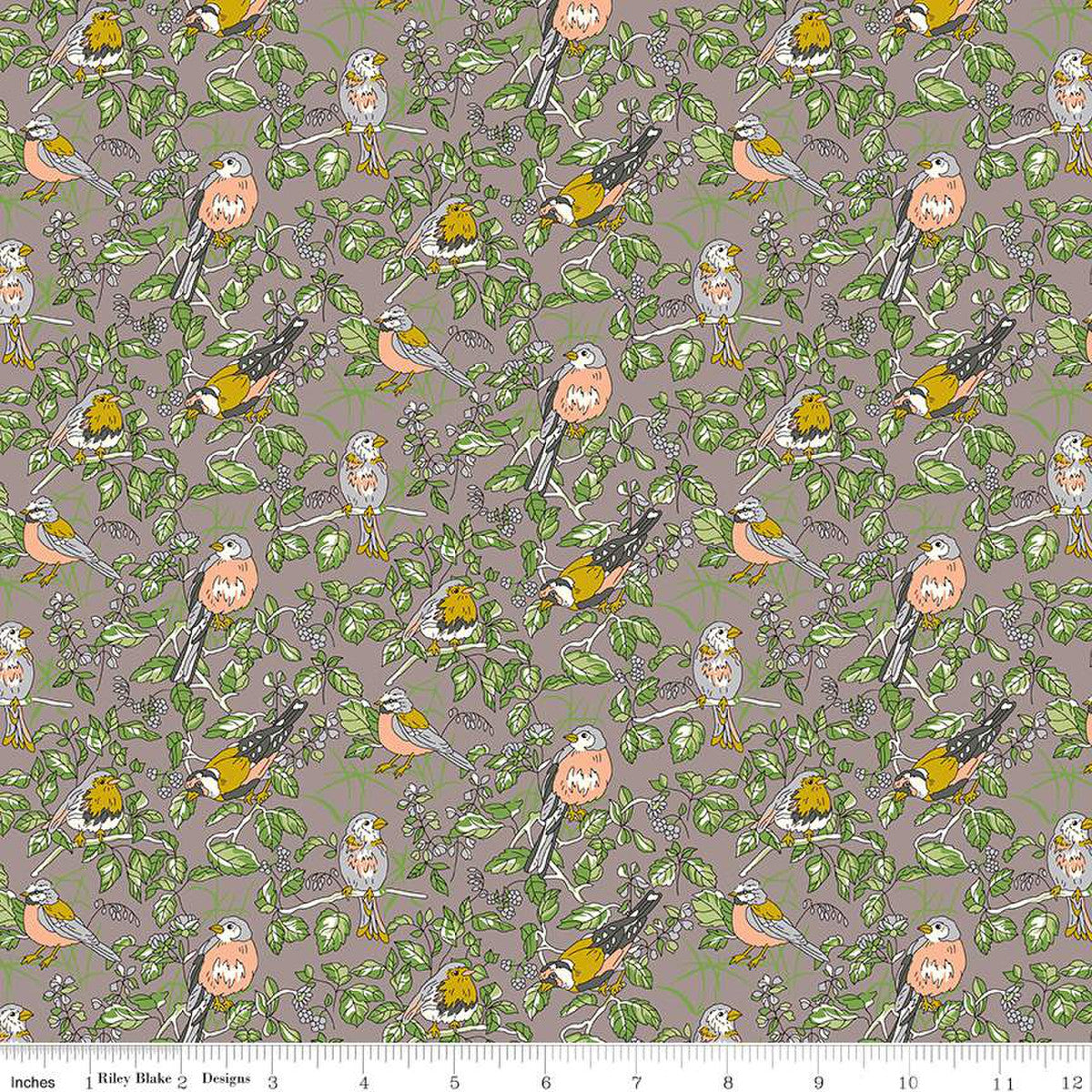 Woodland Walk - Misty Morning Hedgerow Chorus A by Liberty Fabrics