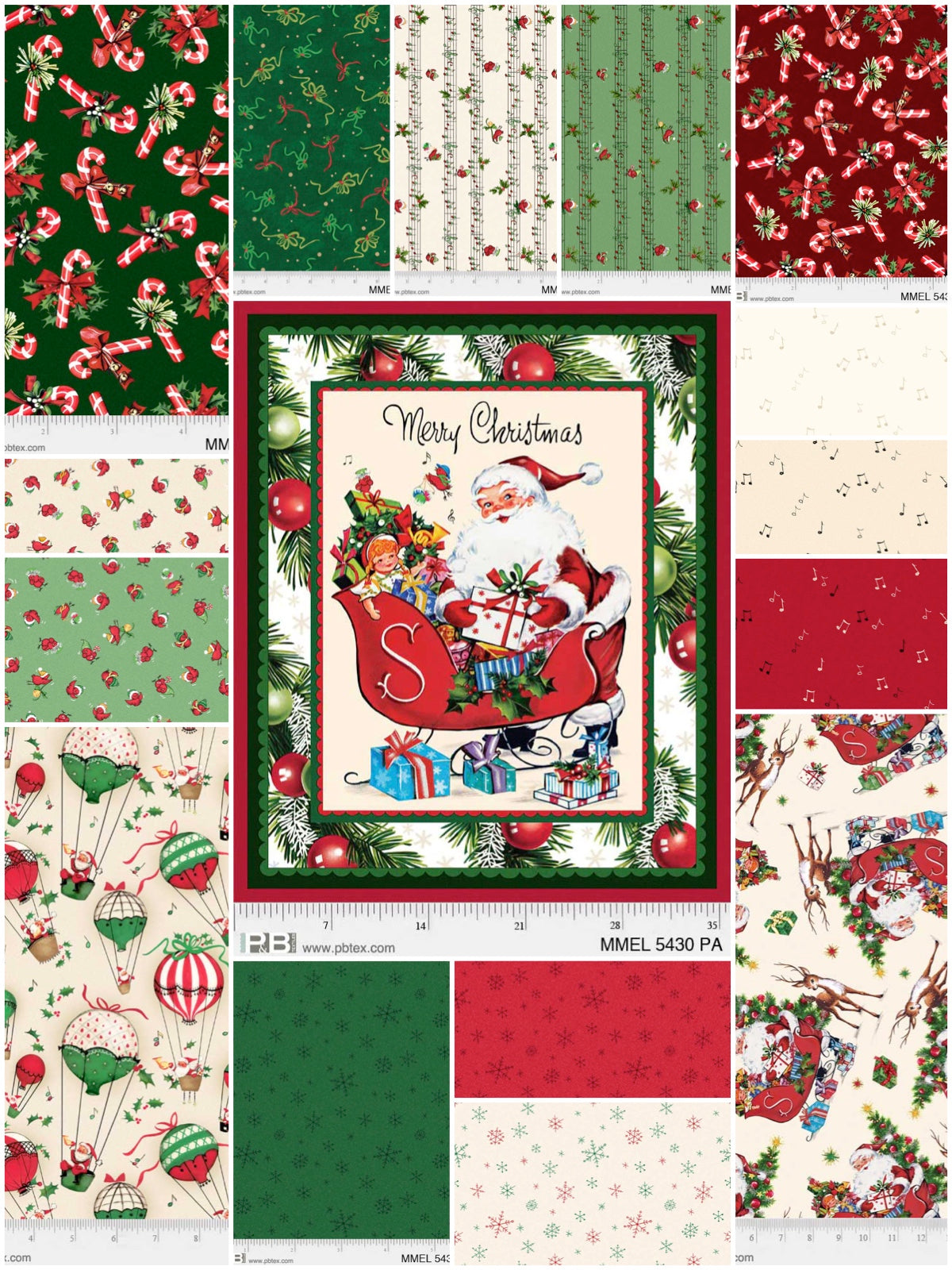 Merry Melody | Fat Quarter Bundle by Lesa Marino for P&B Textiles | 15 pcs + Panel