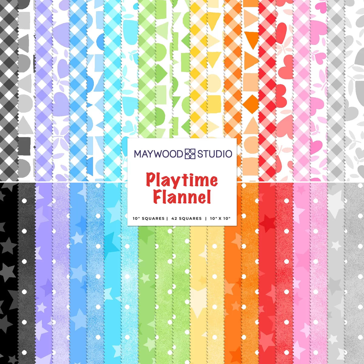 Playtime Flannel Basics 10-inch Squares (42pcs) from Maywood Studio