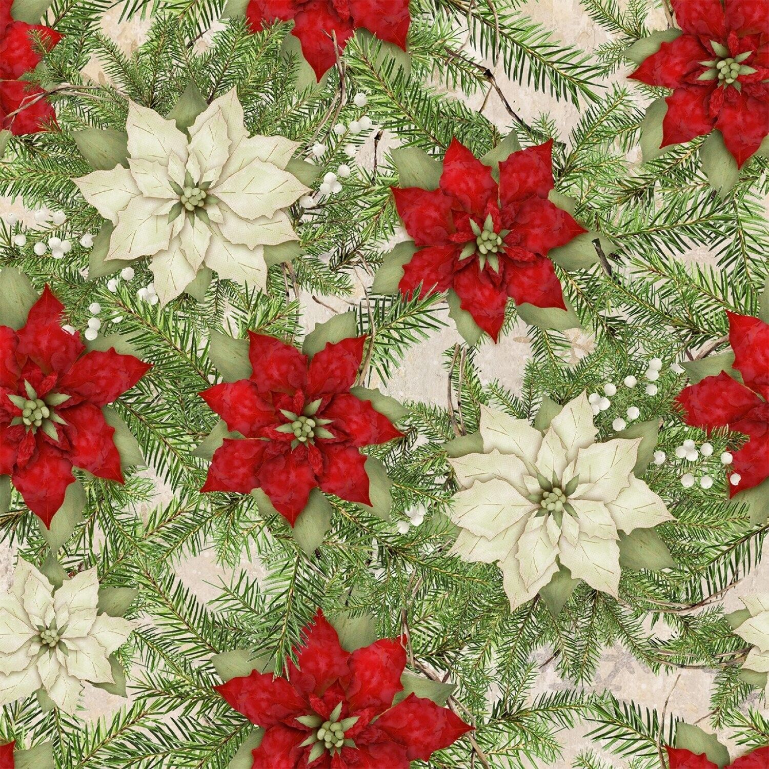 French Countryside Christmas | Poinsettias Multi by Beth Albert for 3 Wishes | 20918-MLT