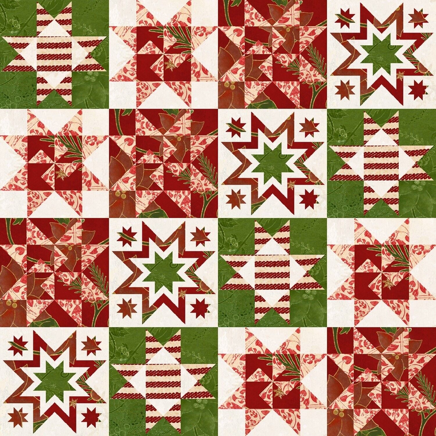 French Countryside Christmas | Quilt Block Patch Multi by Beth Albert for 3 Wishes | 20921-MLT