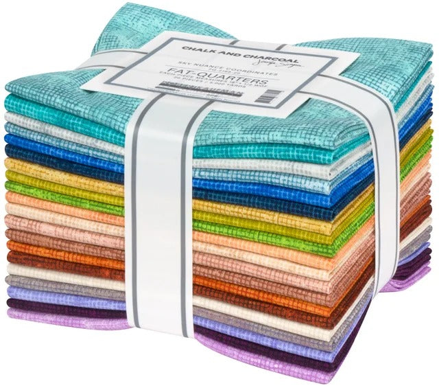 Chalk and Charcoal | Fat Quarter Bundle Sky Nuance Coordinates by Jennifer Sampou for Robert Kaufman | 20pcs