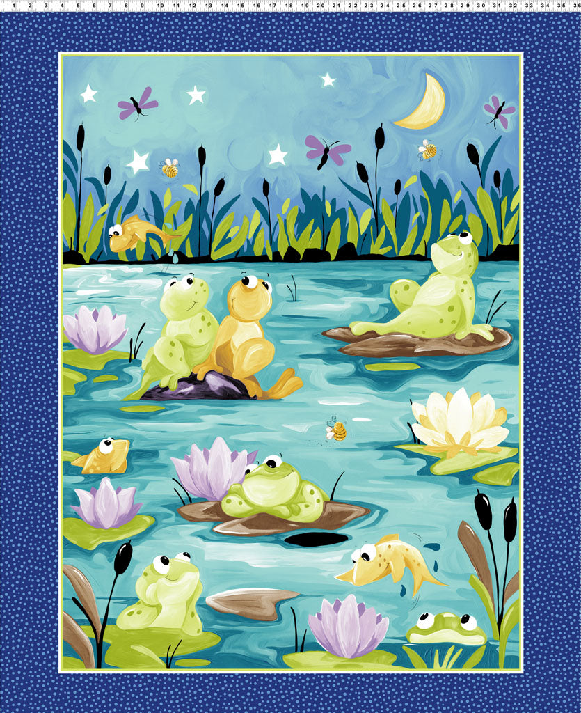 Paul's Pond | 36" Quilt Panel Navy by Susybee for Clothworks | SB20405-780