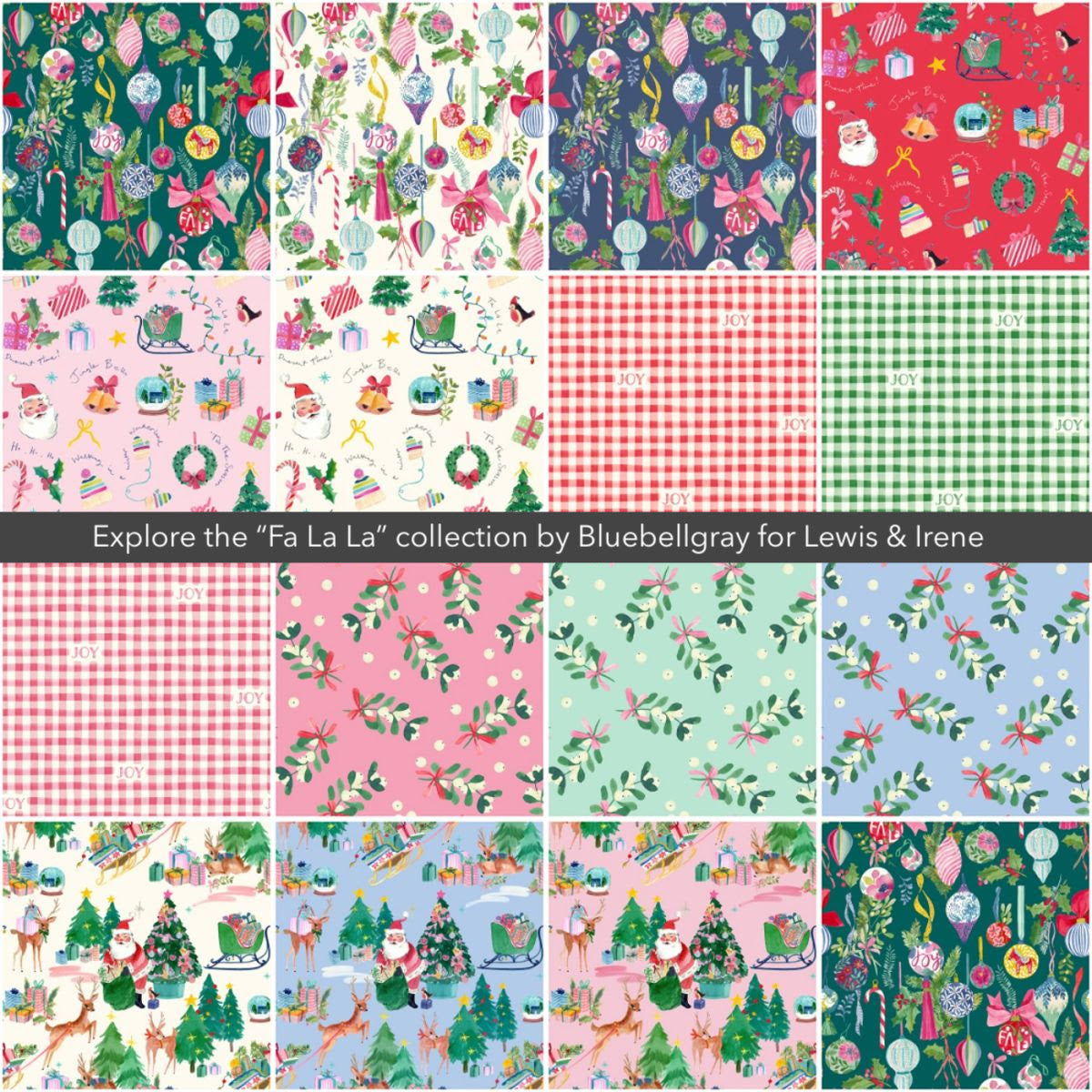 Fa La La | Fa La La Christmas Green by Bluebellgray for Lewis & Irene | BG016