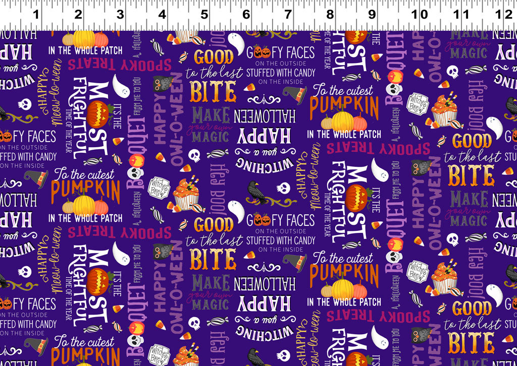 Hey Boo! | Dark Purple Digital Sweet Sayings by Michael Zindell for Clothworks | Y3843-28