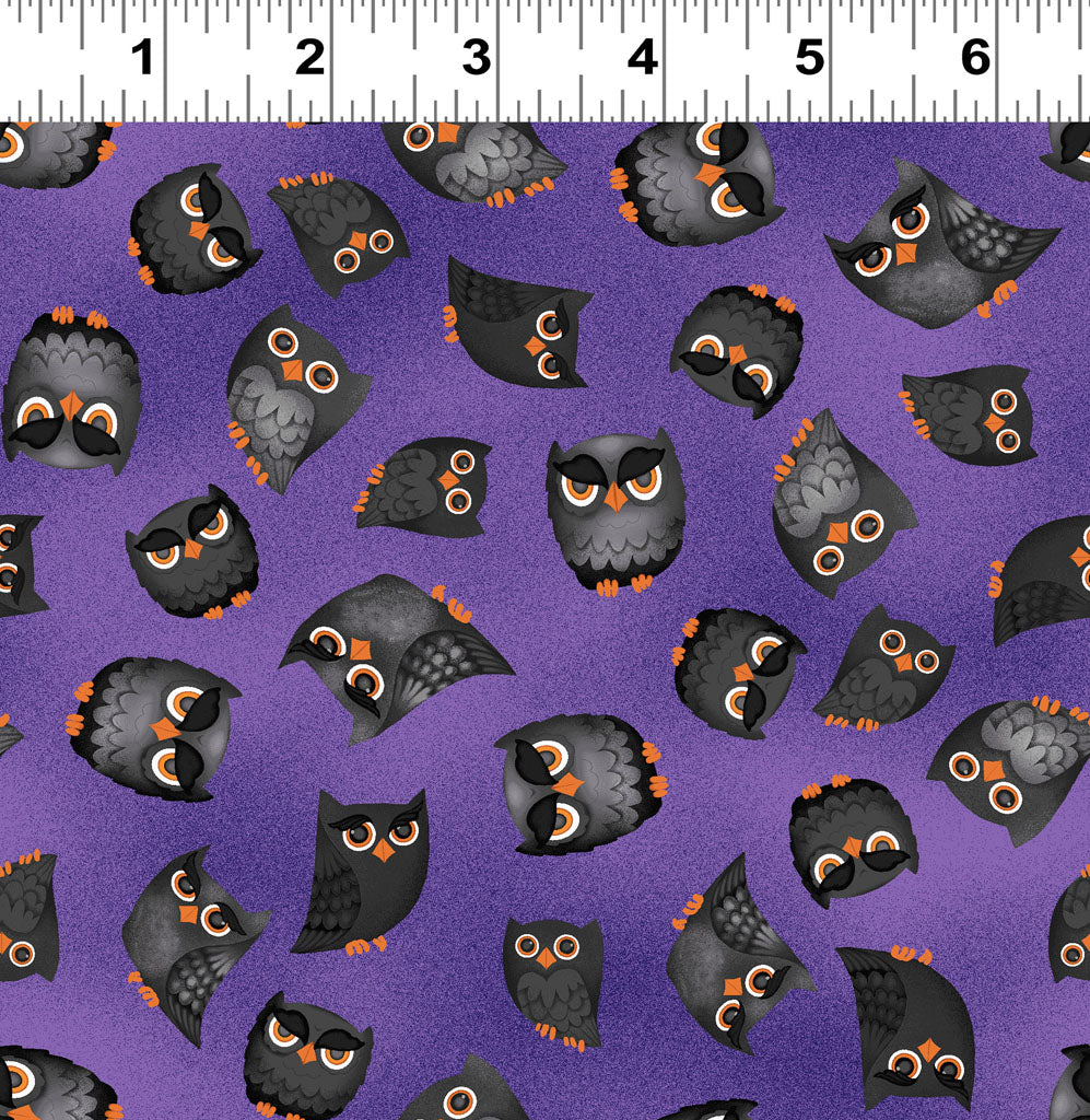 Hey Boo! | Purple Hoot Owls by Michael Zindell for Clothworks | Y3844-27